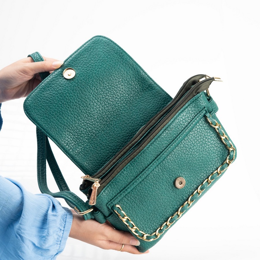  Mint green Italian imported leather crossbody bag 15×25 cm